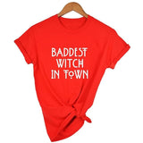 Baddest Witch In Town Women Halloween T-shirt Harajuku Gothic Short Sleeve T Shirts Graphic 90s Grunge Streetwear Female Tops