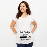 Baby Loading 2021 Women Printed Pregnant T Shirt Girl Maternity Short Sleeve Pregnancy Announcement Shirt New Mom Clothes