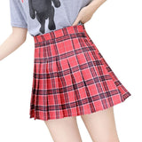 QRWR XS-3XL Plaid Summer Women Skirt 2020 High Waist Stitching Student Pleated Skirts Women Cute Sweet Girls Dance Mini Skirt