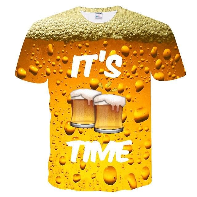 3D T shirt Men's Casual Tee shirts Funny Beer Print T-shirt Men Summer style Party tops Couple Elasticity t shirt Street Wear