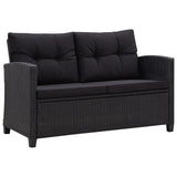 2-Seater Garden Sofa with Cushions Poly Rattan Outdoor Patio Gray/Black