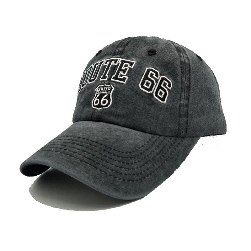 Vintage washed cotton ROUTE 66 Embroidery baseball cap hat for women men outdoor sports caps good quality Hip Hop Fitted Cap