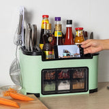 Fashion multi-functional kitchen shelf condiment box, condiment pot, bottle set combination knife holder one generation