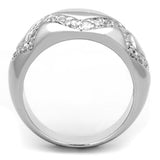 3W582 - Rhodium Brass Ring with AAA Grade CZ  in Clear