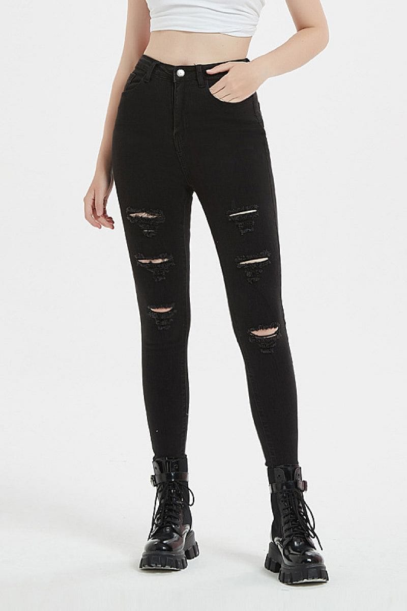 High Rise Skinny Jeans with Slits