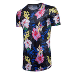 Hip Hop Flower 3D Print Long Loose Short Sleeve T-Shirt Shirt