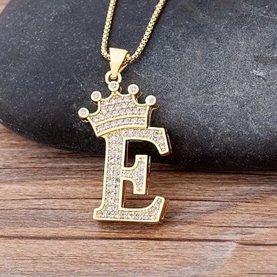 New Luxury Copper Zircon A-Z Crown Alphabet Pendant Chain Necklace Punk Hip-Hop Style Fashion Woman Man Initial Name Jewelry
