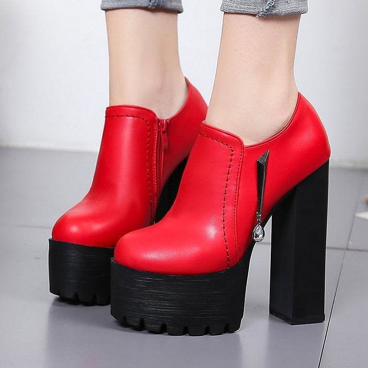 Super high heels ladies 15cm round head waterproof shoes