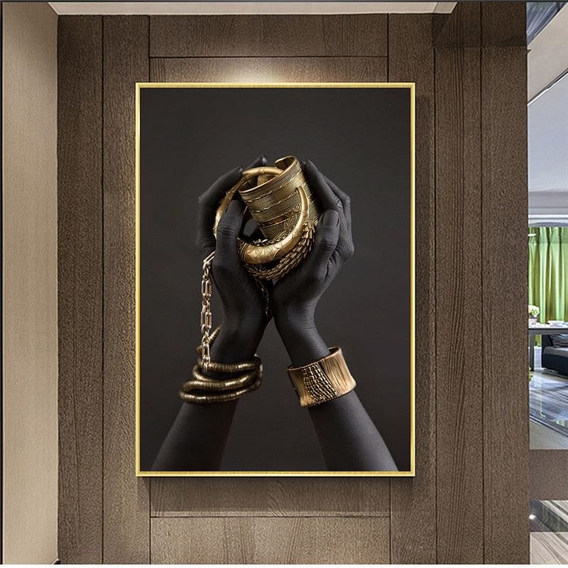 Black Woman Hand With Gold Jewelry Wall Art Canvas Paintings On The Wall Posters Prints Pop Art Prints Home Decoration Unframed