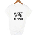 Baddest Witch In Town Women Halloween T-shirt Harajuku Gothic Short Sleeve T Shirts Graphic 90s Grunge Streetwear Female Tops