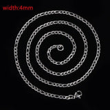 2020 Classic Rope Chain Men Necklace Width 2/3/4/5 MM Stainless Steel Figaro Cuban Chain Necklace For Men Women Jewelry