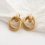 AENSOA 2021 New Gold Color Earrings For Women Multiple Trendy Round Geometric Drop Statement Earrings Fashion Party Jewelry Gift