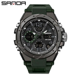 SANDA Sport Military Wrist Watch Men Watches Brand Male Watch For Men Clock Dual Display Wristwatch Army Outdoor Waterproof