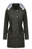 Drawstring Waist Flap Pocket Raincoat