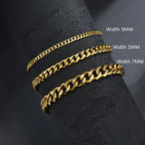 2020 New Trendy Cuban Chain Men Bracelet Classic Stainless Steel 3/5/7mm Width Chain Bracelet For Men Women Jewelry Gift