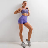 Women Seamless 2PCS Yoga Set Sports Bra High Waist leggings Shorts Gym Set Running Sportswear Workout Clothes Sports Suits