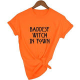 Baddest Witch In Town Women Halloween T-shirt Harajuku Gothic Short Sleeve T Shirts Graphic 90s Grunge Streetwear Female Tops