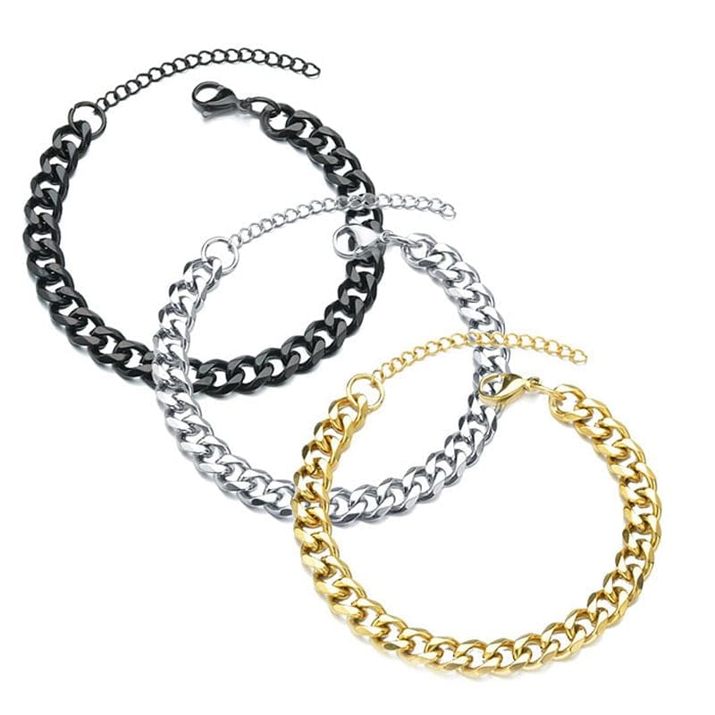 2020 New Trendy Cuban Chain Men Bracelet Classic Stainless Steel 3/5/7mm Width Chain Bracelet For Men Women Jewelry Gift