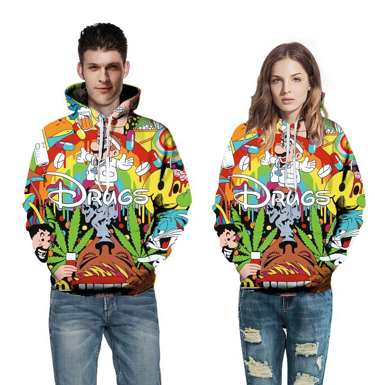 3D digital print hooded sweater T-shirt