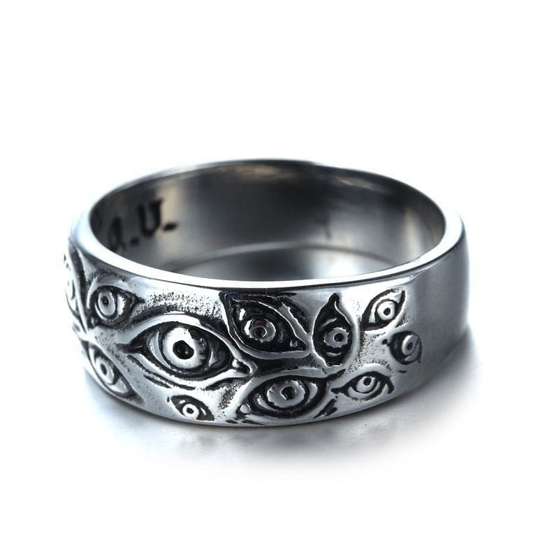 Vintage Punk Carved Eyes Mens Ring Finger Jewelry Hip Hop Rock Culture Ring Unisex Women Male Party Metal Rings Accessories
