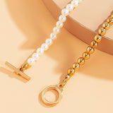 2021 New Fashion Baroque Pearl Chain Necklace Women Collar Wedding Punk Toggle Clasp Circle Lariat Bead Choker Necklaces Jewelry