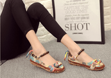 Vintage beaded embroidered lace cloth shoes national wind straps shallow mouth single shoes