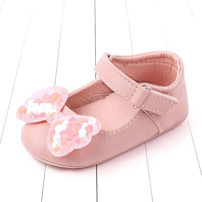 Sequined baby shoes with bow princess shoes