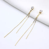 Vintage Gold Color Bar Long Thread Tassel Drop Earrings for Women Glossy Arc Geometric Korean Fashion Jewelry Dropshipping 2021