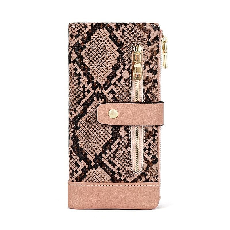NEW Serpentine Leather Wallet  Zipper Cell Phone Pocket Coin Card Holder Ladies Purses Women Wallets Clutch Long Female Carteira