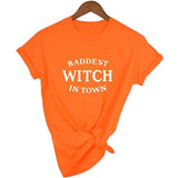 Baddest Witch In Town Women Halloween T-shirt Harajuku Gothic Short Sleeve T Shirts Graphic 90s Grunge Streetwear Female Tops