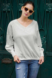 Long Sleeve Solid V Neck Thermal Top