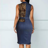 2021 Summer Women Sleeveless Natural Leopard Printing Knee-length Dress  Woman Dress  Bodycon Dress