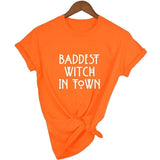 Baddest Witch In Town Women Halloween T-shirt Harajuku Gothic Short Sleeve T Shirts Graphic 90s Grunge Streetwear Female Tops