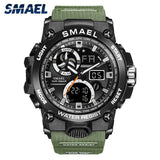 SMAEL 8011- 2021 Sport Watch Men Dual Time Waterproof 50M Military Watches Chrono Alarm Wristwatch Vintage Classic Digital Watch 8011