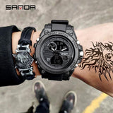 SANDA 739 Brand Wrist Watch Men Watches Military Army Sport Style Wristwatch Dual Display Male Watch For Men Clock Waterproof Hours