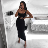 NewAsia 2 Layers Long Skirts Two Piece Set Summer Party Wear Women Two Piece Outfits Sexy Sleeveless Plus Size 2 Piece Skirt Set