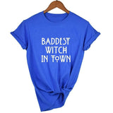 Baddest Witch In Town Women Halloween T-shirt Harajuku Gothic Short Sleeve T Shirts Graphic 90s Grunge Streetwear Female Tops