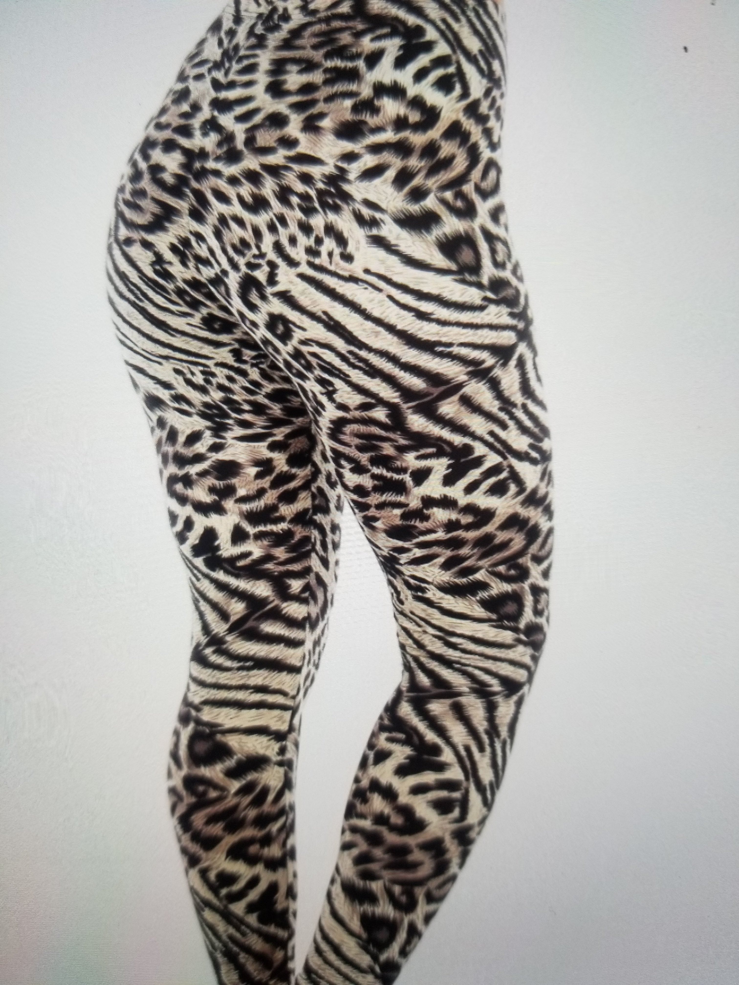Cream Leopard Print Leggings XL