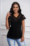 Lace V Neck Short Sleeves Top