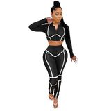 Cutubly Solid Patchwork Women Two Piece Outfits Sets Tracksuit Sexy Club Two Piece Set Hooded and Trouser Pants Set Suit Casual