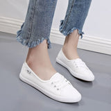 Women Lace Up Canvas Flat Autumn Loafers Female Breathable Solid Comfortable Lazy Shoes Ladies Fashion Sneakers Casual Footwear