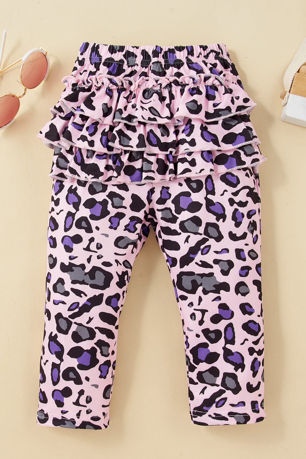 Girls' Leopard Print Heart Graphic Set with Bow