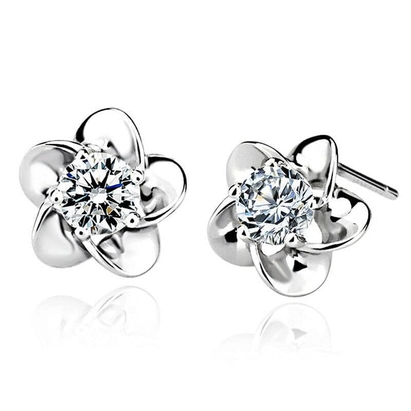 Silver Jewelry Sets Luxury Cute Flower 925 Sterling Silver Jewelry Set Fashion AAA Cubic Zirconia Necklaces/Stud Earrings Female