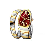 MISSFOX 1221 Women's Watches Snake Shape Luxury Wrist Watch For Women Steel Unique Gold Quartz Ladies Watch Clock Relogio Feminino