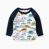 Kids Boys T-shirts Baby Long Sleeve Excavator Tops Children Autumn Solid Cotton Sweatshirt 2 3 4 5 6 7 8 Years Boy Girl T Shirts