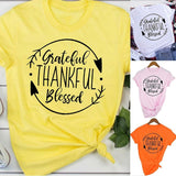 Grateful Thankful Blessed Arrow Christian Halloween Thanksgiving Shirts Women Funny Graphic T Shirt Tumblr Tees Tops Drop Ship