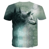 3D Double Wolf Print Short Sleeve T-Shirt