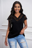Lace V Neck Short Sleeves Top