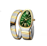MISSFOX 1221 Women's Watches Snake Shape Luxury Wrist Watch For Women Steel Unique Gold Quartz Ladies Watch Clock Relogio Feminino