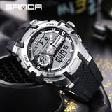 Sanda Top Brand 6015 Dual Display Wrist Watch Men Watches Brand Male For Clock Military Sport Wristwatch Outdoor Waterproof Hour